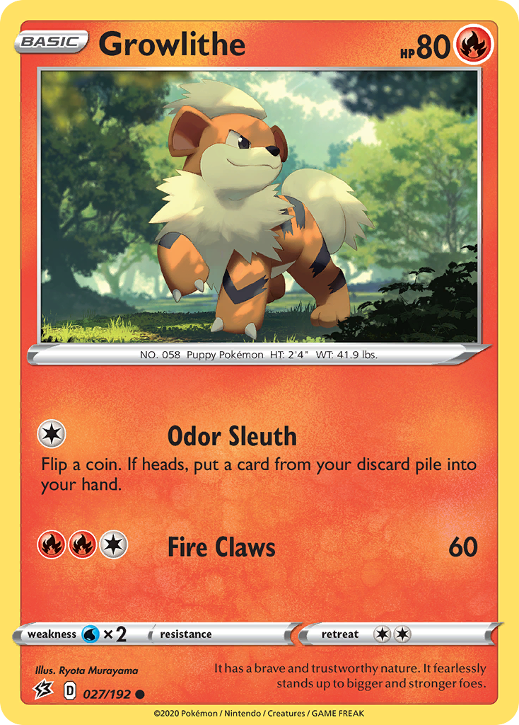 Growlithe – Rebel Clash 027/192 Pokémon card