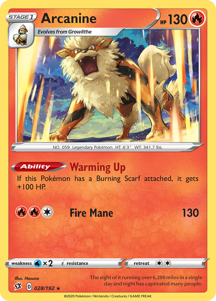 Arcanine – Rebel Clash 028/192 Pokémon card
