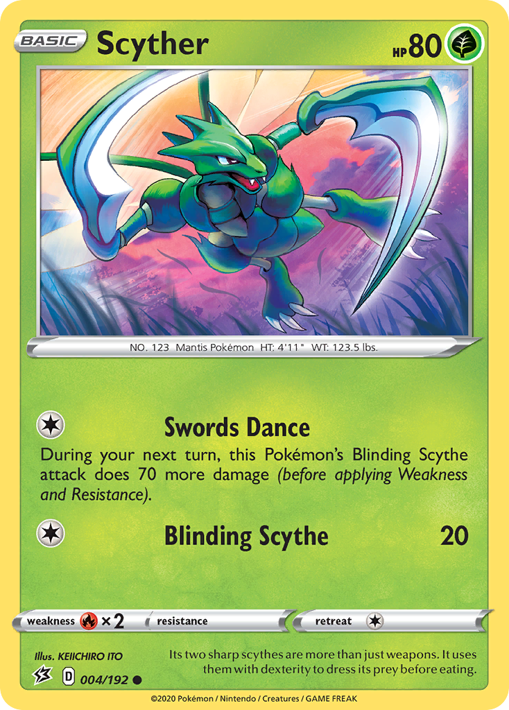 Scyther – Rebel Clash 004/192 Pokémon card