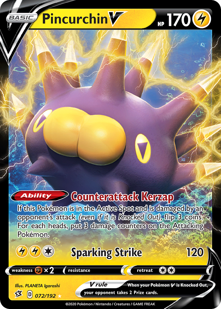 Pincurchin V – Rebel Clash 072/192 Pokémon card