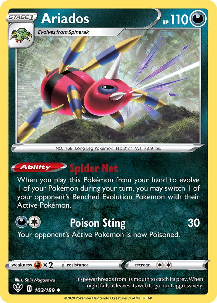 Ariados – Darkness Ablaze 103/189 Pokémon card