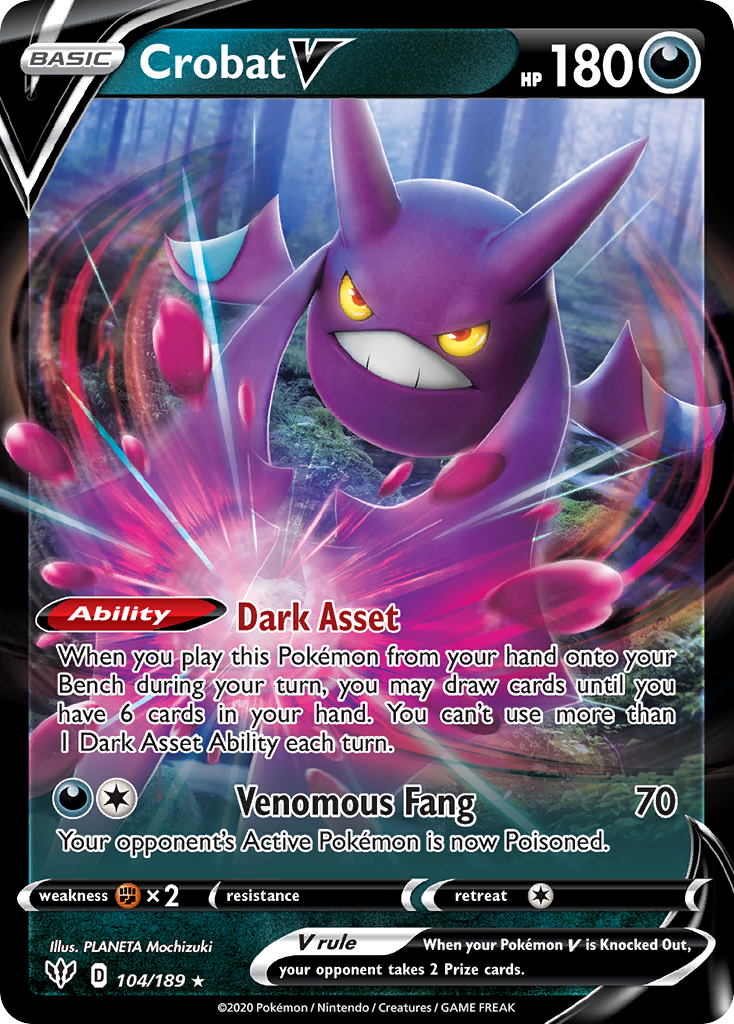 Crobat V – Darkness Ablaze 104/189 Pokémon card