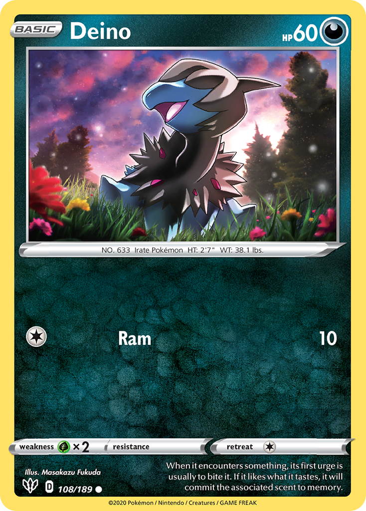 Deino – Darkness Ablaze 108/189 Pokémon card