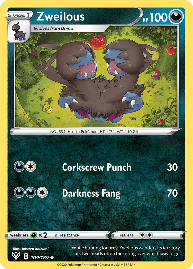 Zweilous – Darkness Ablaze 109/189 Pokémon card