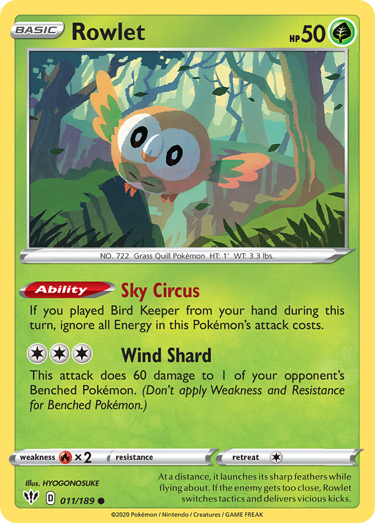 Rowlet – Darkness Ablaze 011/189 Pokémon card