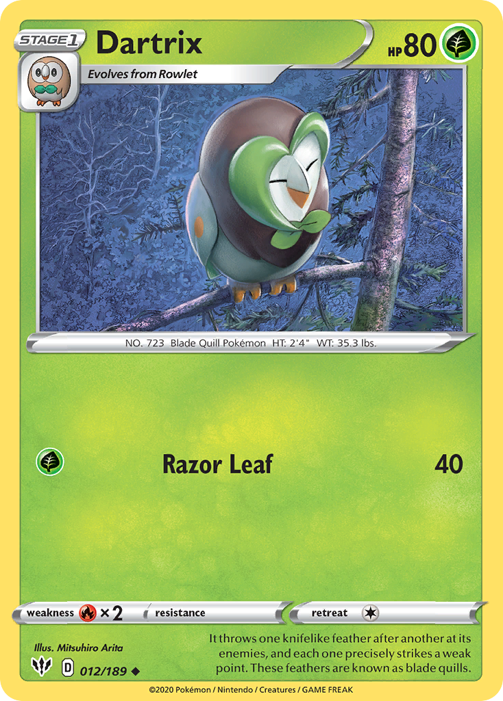 Dartrix – Darkness Ablaze 012/189 Pokémon card