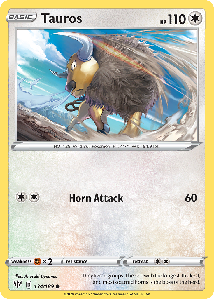 Tauros – Darkness Ablaze 134/189 Pokémon card