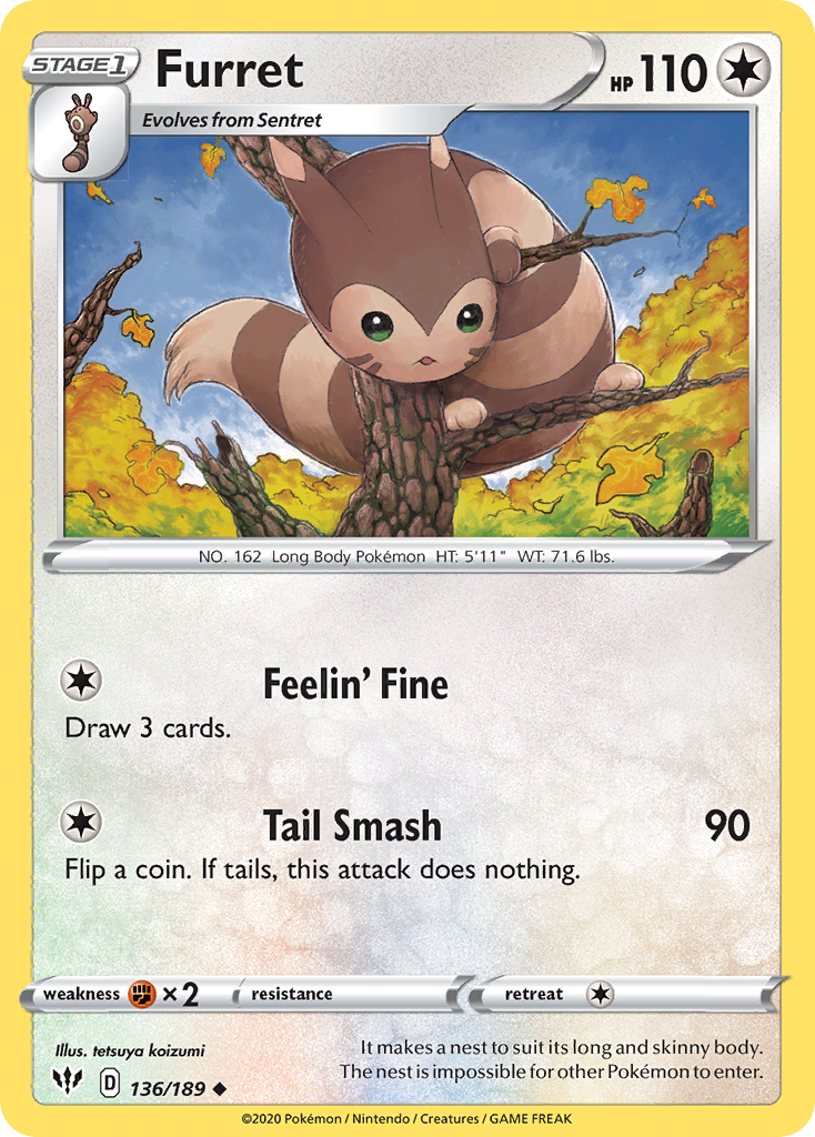Furret – Darkness Ablaze 136/189 Pokémon card