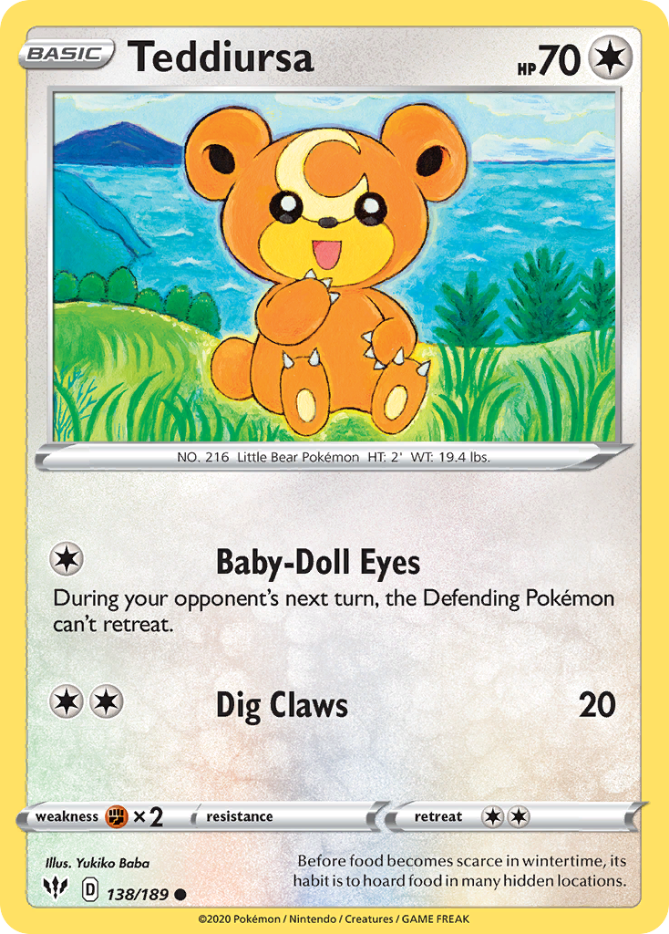 Teddiursa – Darkness Ablaze 138/189 Pokémon card