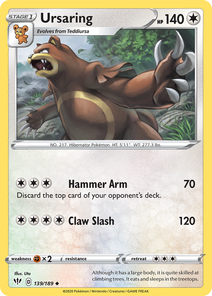 Ursaring – Darkness Ablaze 139/189 Pokémon card