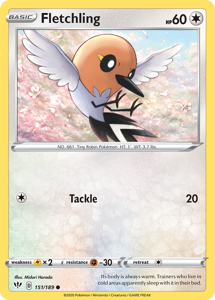 Fletchling – Darkness Ablaze 151/189 Pokémon card