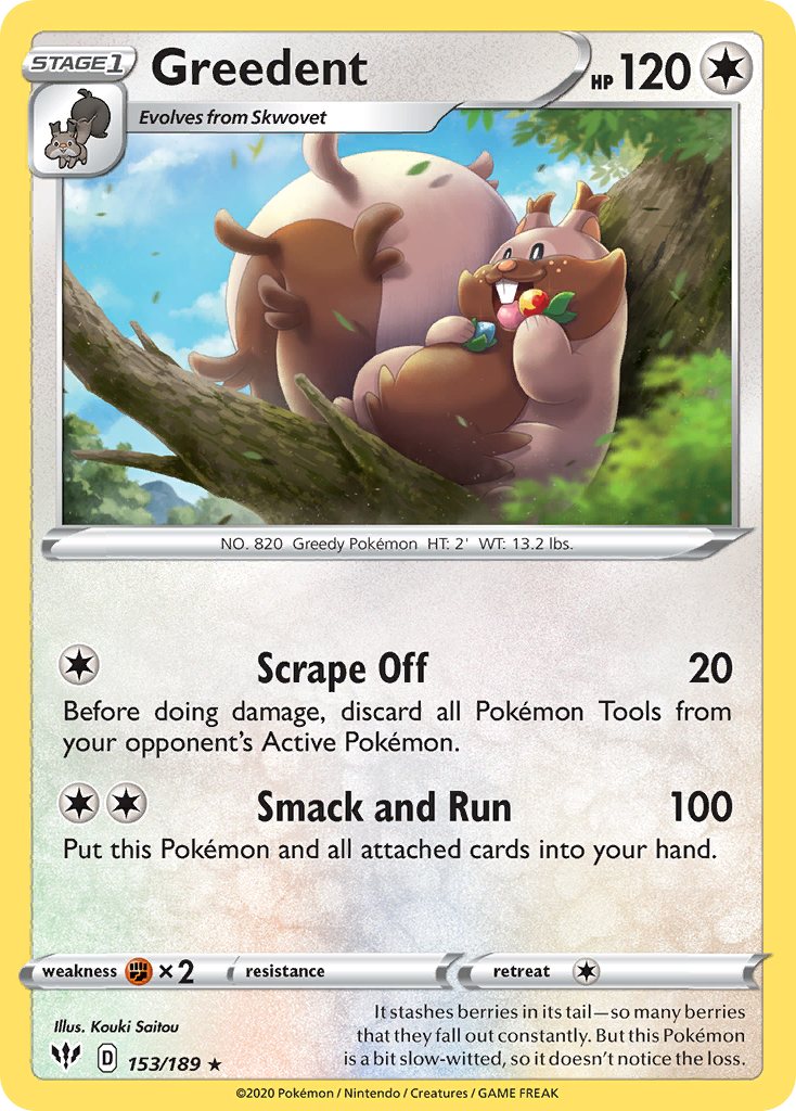 Greedent – Darkness Ablaze 153/189 Pokémon card