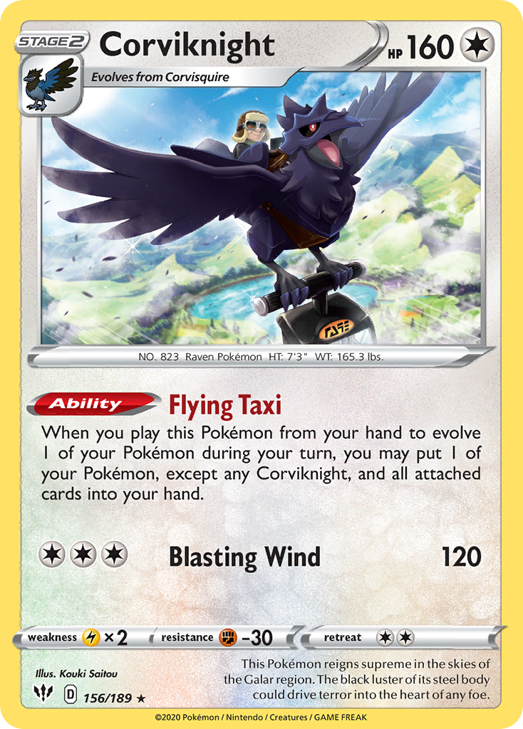 Corviknight – Darkness Ablaze 156/189 Pokémon card