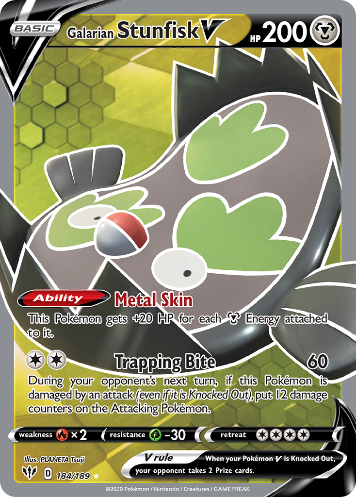 Galarian Stunfisk V – Darkness Ablaze 184/189 Pokémon card