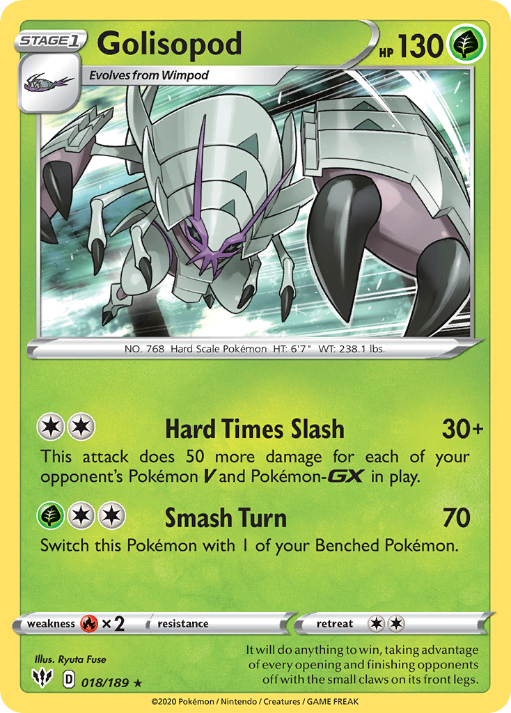 Golisopod – Darkness Ablaze 018/189 Pokémon card