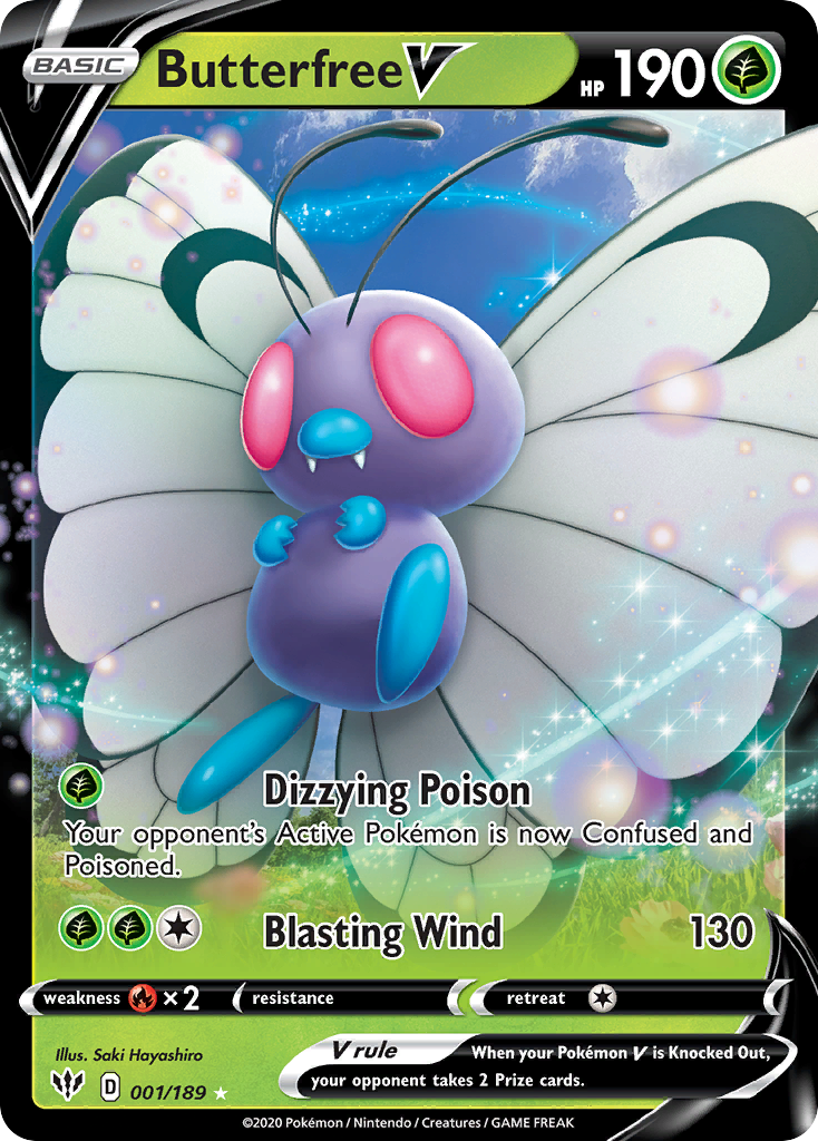 Butterfree V – Darkness Ablaze 001/189 Pokémon card