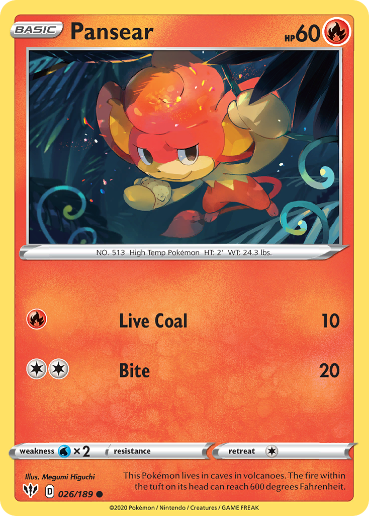 Pansear – Darkness Ablaze 026/189 Pokémon card