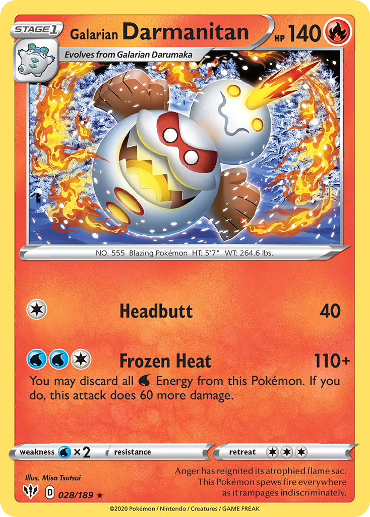 Galarian Darmanitan – Darkness Ablaze 028/189 Pokémon card