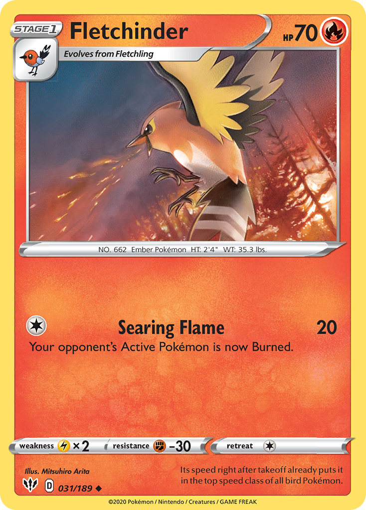 Fletchinder – Darkness Ablaze 031/189 Pokémon card