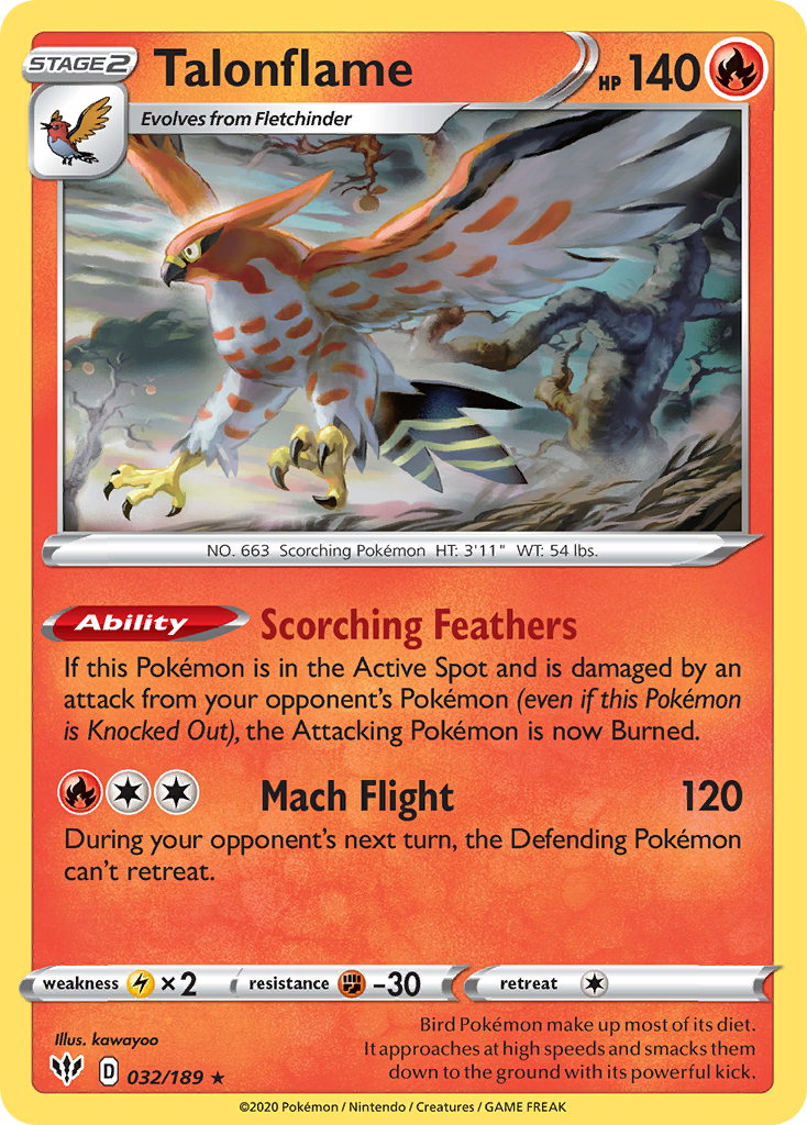 Talonflame – Darkness Ablaze 032/189 Pokémon card