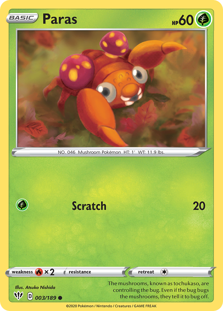 Paras – Darkness Ablaze 003/189 Pokémon card