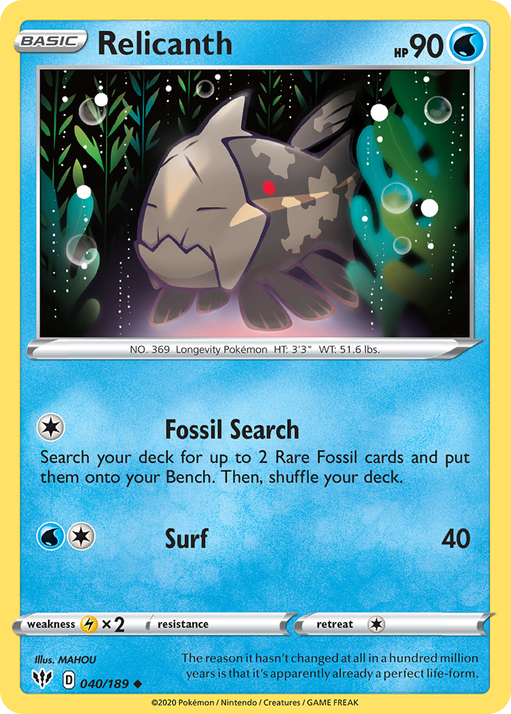 Relicanth – Darkness Ablaze 040/189 Pokémon card