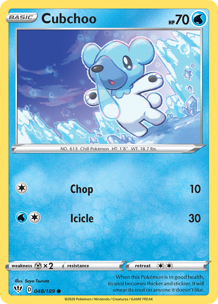 Cubchoo – Darkness Ablaze 048/189 Pokémon card