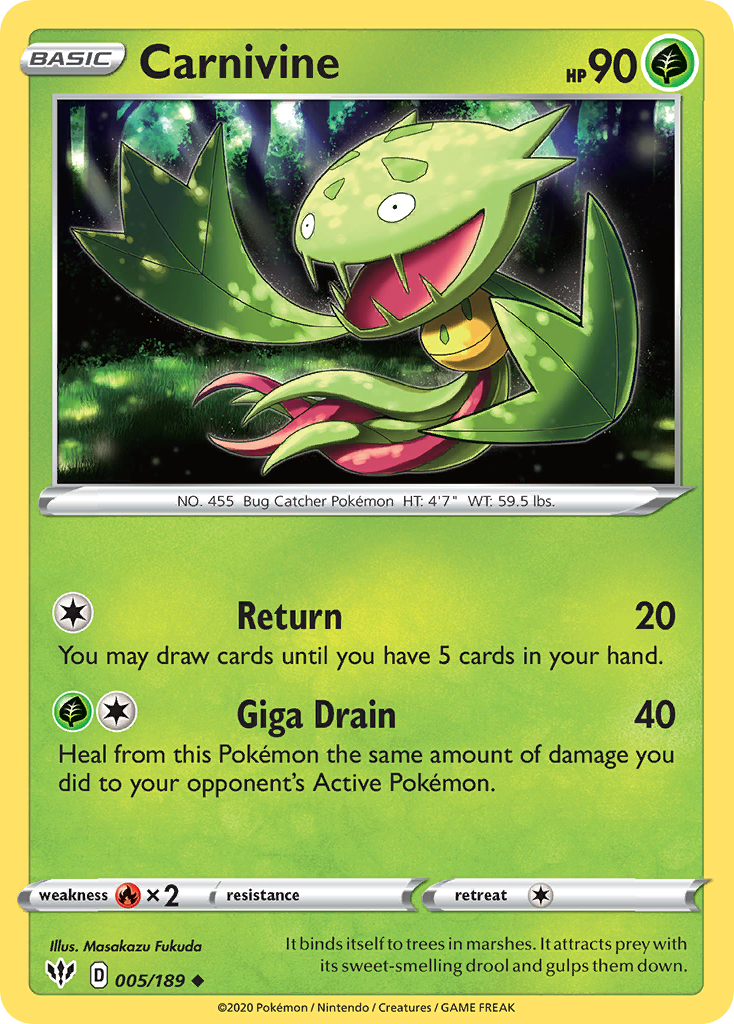 Carnivine – Darkness Ablaze 005/189 Pokémon card