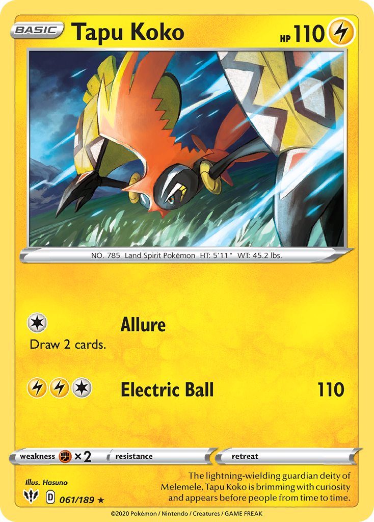 Tapu Koko – Darkness Ablaze 061/189 Pokémon card