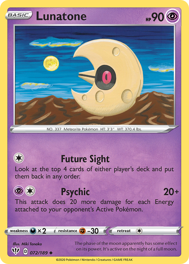 Lunatone – Darkness Ablaze 072/189 Pokémon card