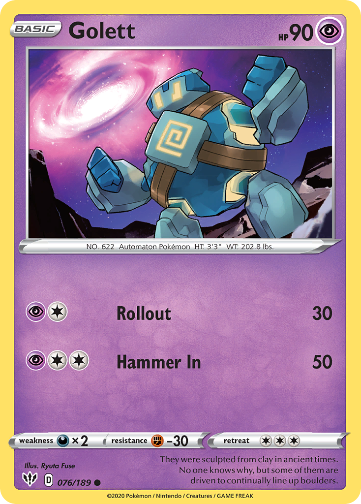 Golett – Darkness Ablaze 076/189 Pokémon card
