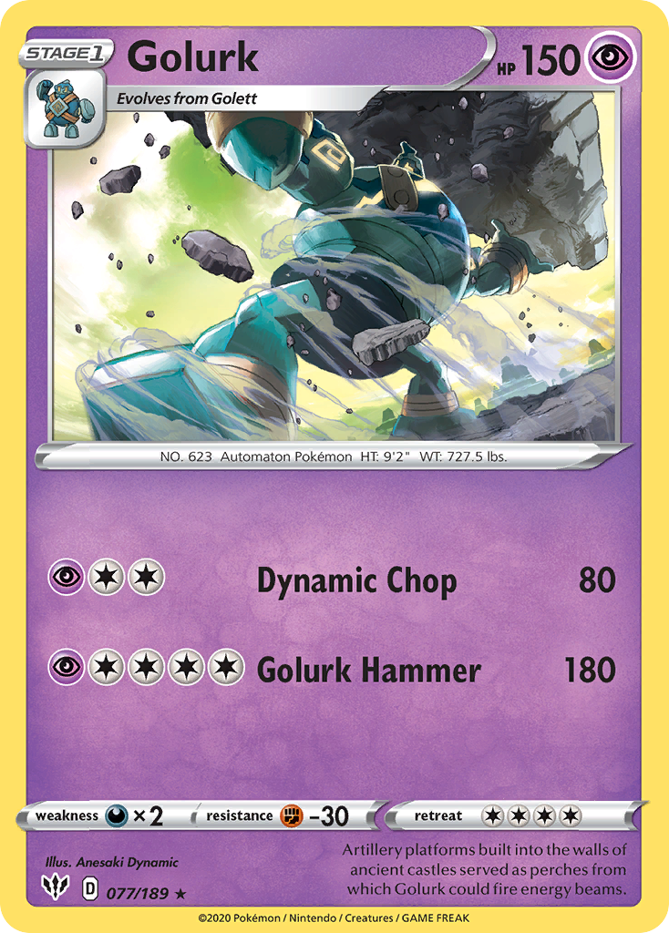 Golurk – Darkness Ablaze 077/189 Pokémon card