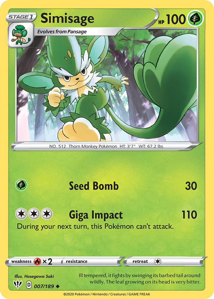 Simisage – Darkness Ablaze 007/189 Pokémon card