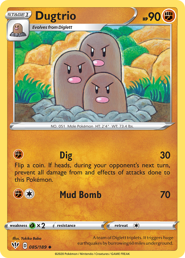 Dugtrio – Darkness Ablaze 085/189 Pokémon card