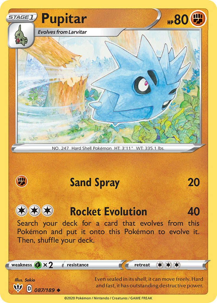 Pupitar – Darkness Ablaze 087/189 Pokémon card