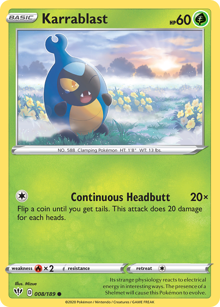 Karrablast – Darkness Ablaze 008/189 Pokémon card