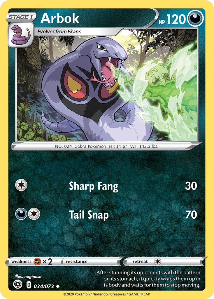 Arbok – Champion's Path 034/073 Pokémon card