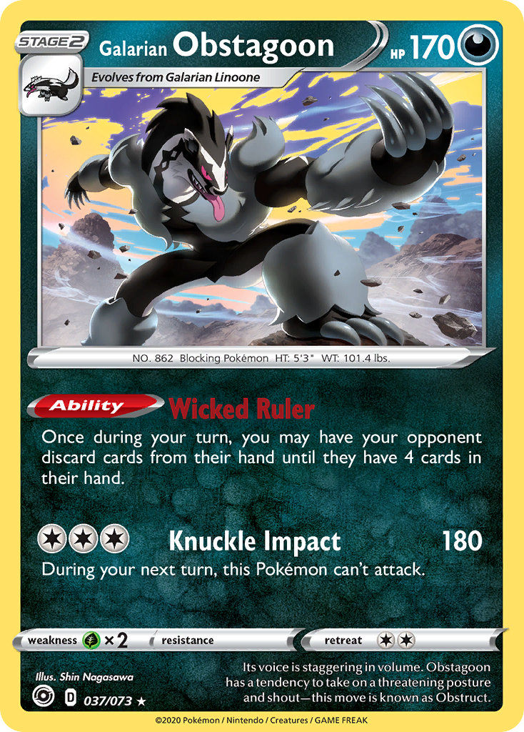 Galarian Obstagoon – Champion's Path 037/073 Pokémon card