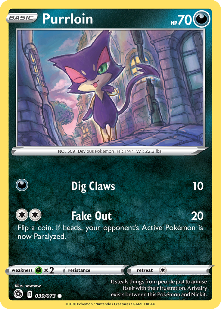 Purrloin – Champion's Path 039/073 Pokémon card
