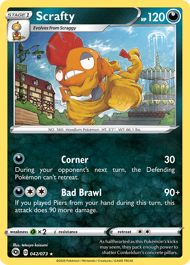 Scrafty – Champion's Path 042/073 Pokémon card