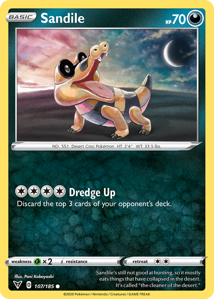 Sandile – Vivid Voltage 107/185 Pokémon card