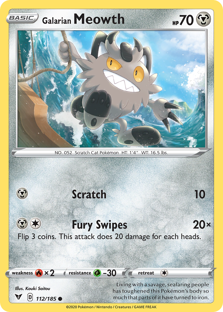 Galarian Meowth – Vivid Voltage 112/185 Pokémon card