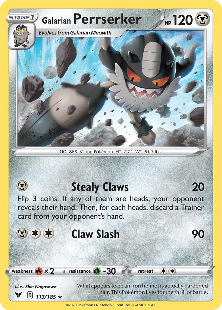 Galarian Perrserker – Vivid Voltage 113/185 Pokémon card