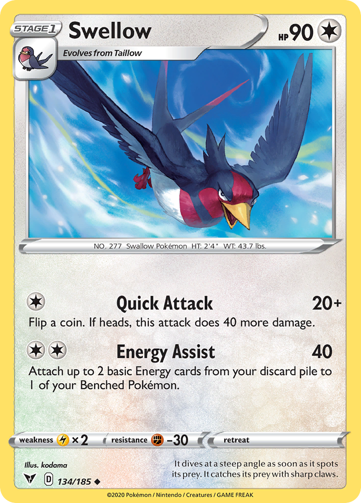 Swellow – Vivid Voltage 134/185 Pokémon card