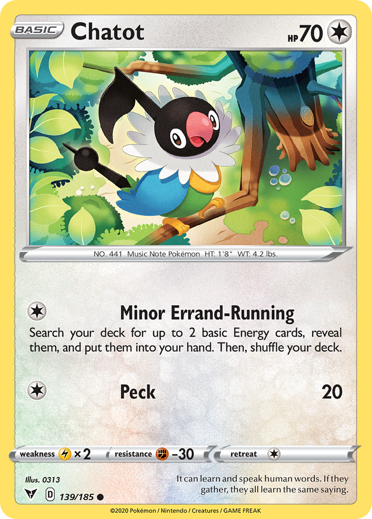 Chatot – Vivid Voltage 139/185 Pokémon card