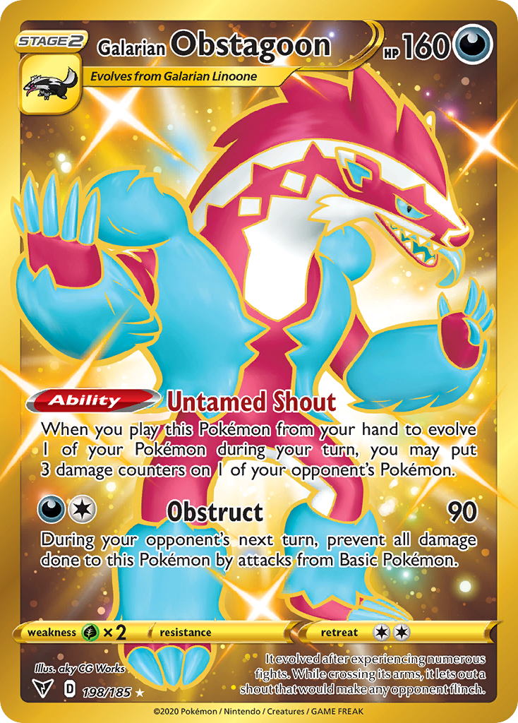 Galarian Obstagoon – Vivid Voltage 198/185 Pokémon card