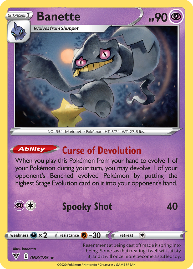 Banette – Vivid Voltage 068/185 Pokémon card