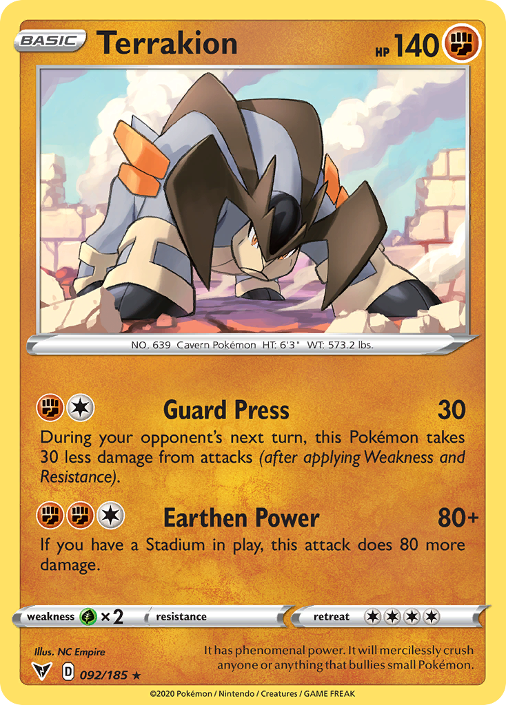 Terrakion – Vivid Voltage 092/185 Pokémon card