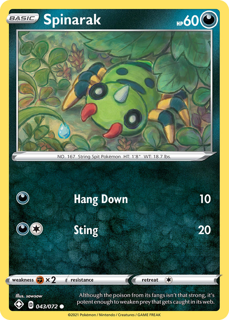 Spinarak – Shining Fates 043/072 Pokémon card