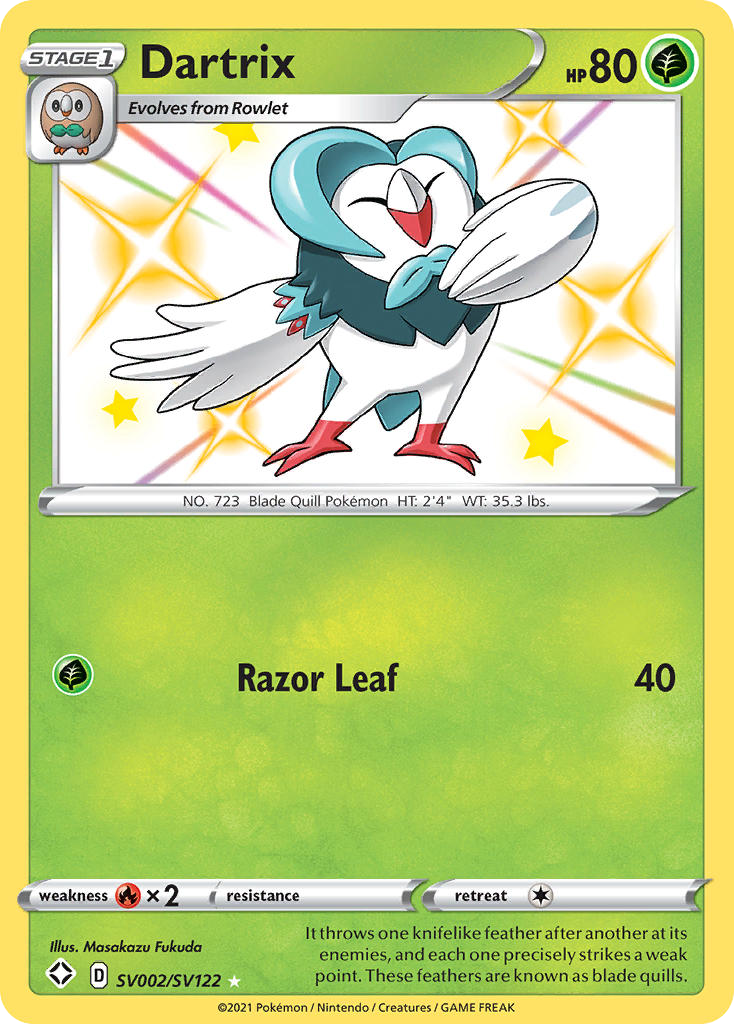 Dartrix – Shining Fates Shiny Vault SV002/SV122 Pokémon card